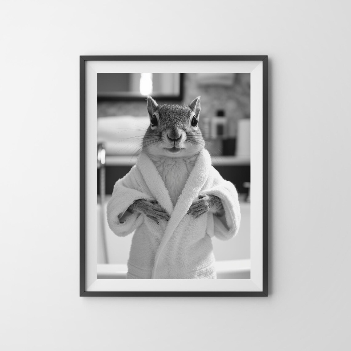 Squirrel In A Bathrobe Funny Bathroom Poster - Image 3