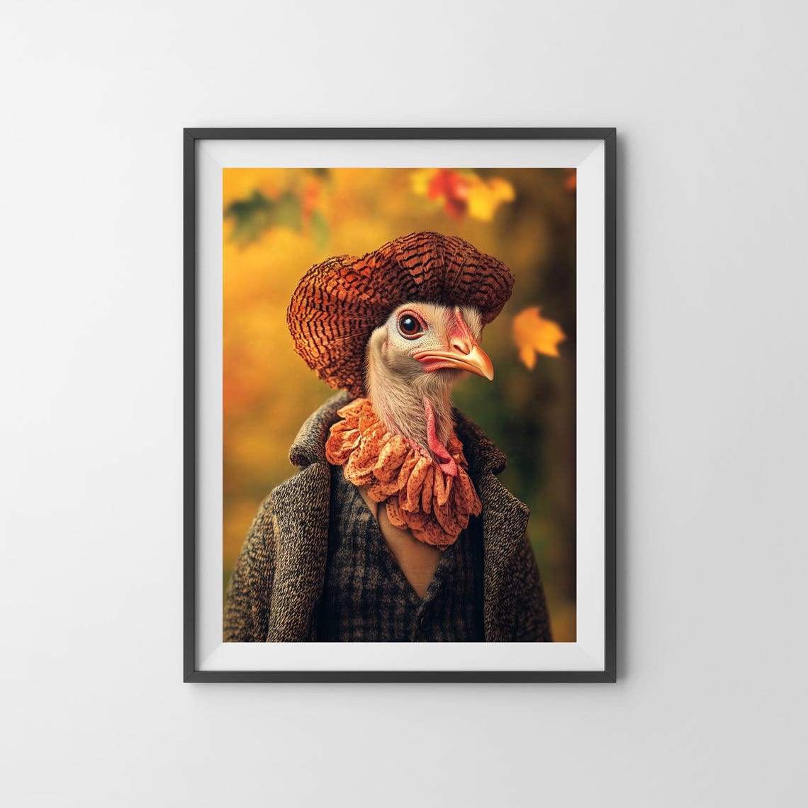 Turkey in an Autumn Coat and Feather Hat Thanksgiving Poster - Image 3