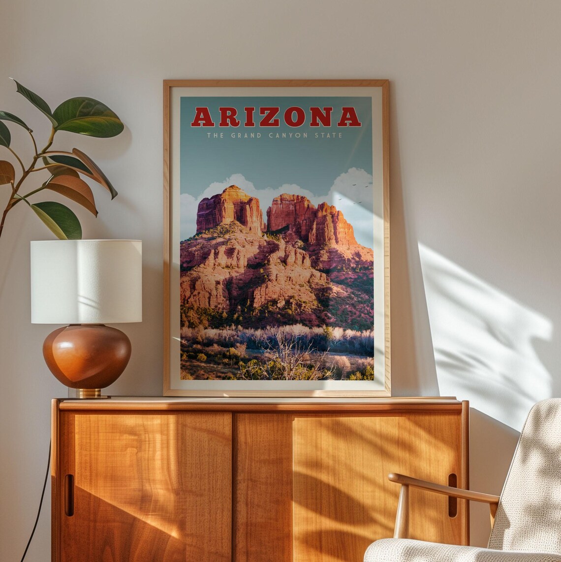 Arizona Travel Poster, Southwest State Map Art Print