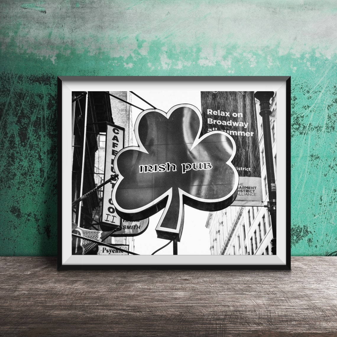 Irish Pub Shamrock Sign on Broadway Midtown New York City Poster - Image 2
