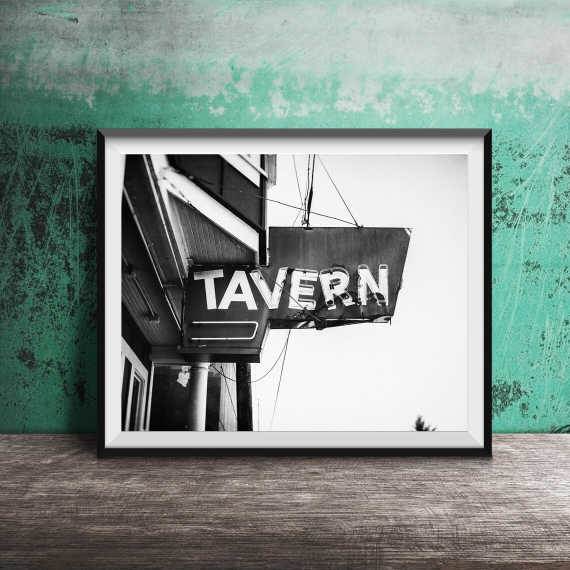 Red Neon Tavern Hanging Blade Sign Vintage Bar Photography Poster - Image 2