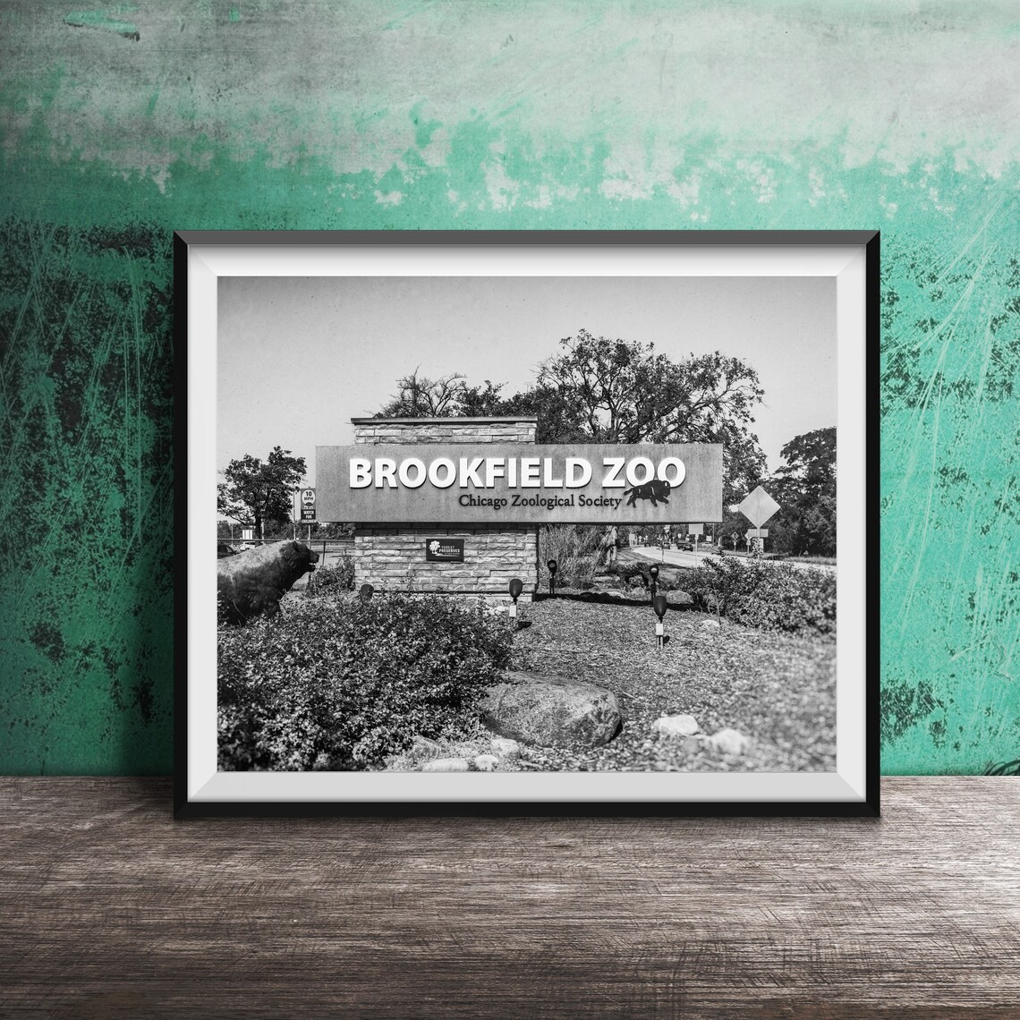 Brookfield Zoo Entrance Sign Stone Monument Chicago Zoo Poster - Image 2