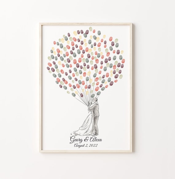 Wedding Fingerprint Balloon Guest Book Poster