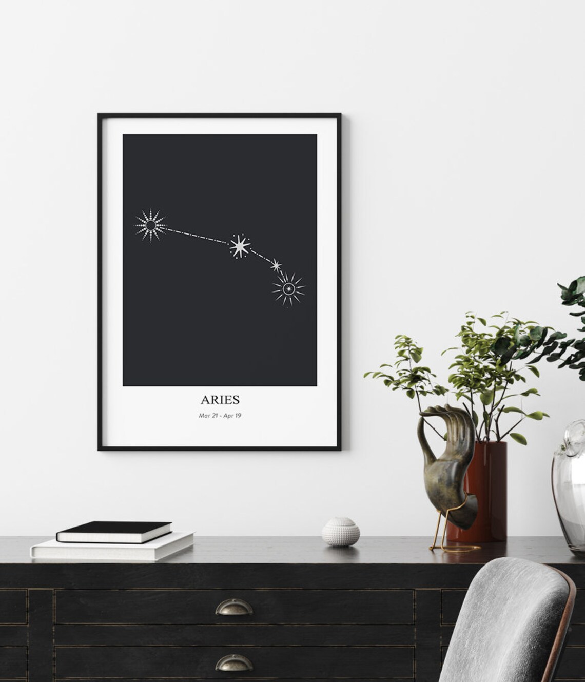 Aries Constellation Art Print, Modern Geometric Poster - Image 4