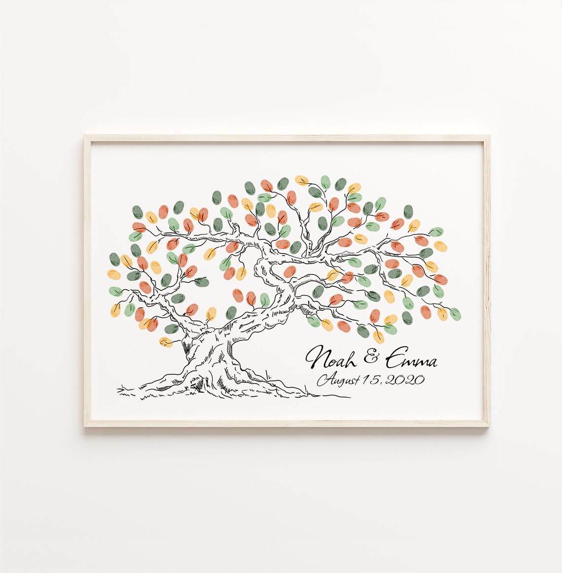 Sketch Thumbprint Tree Wedding Guest Book Art Print