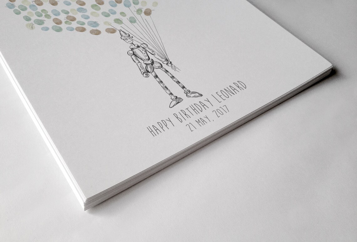 Playful Pinocchio Balloon Bunch Birthday Guest Book Keepsake Poster - Image 2