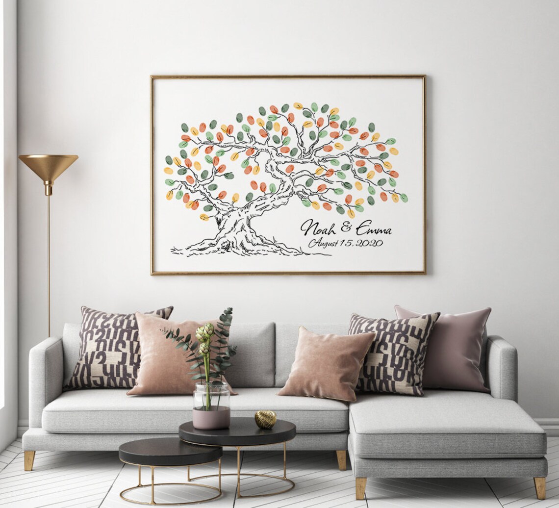 Sketch Thumbprint Tree Wedding Guest Book Art Print - Image 2