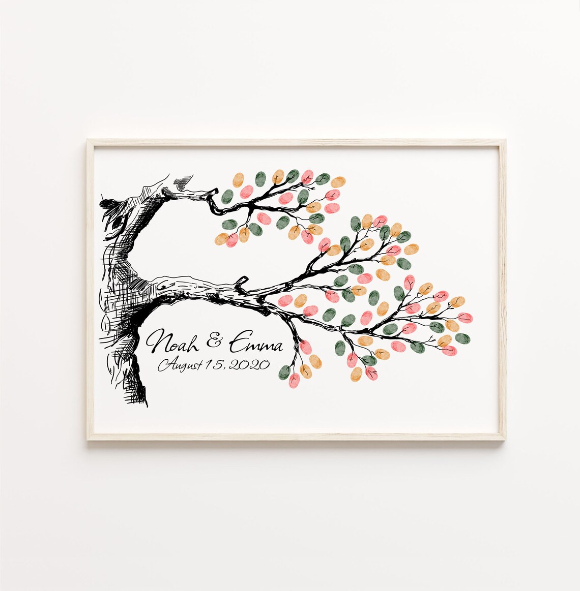 Sketch Thumbprint Tree Wedding Family Art Print