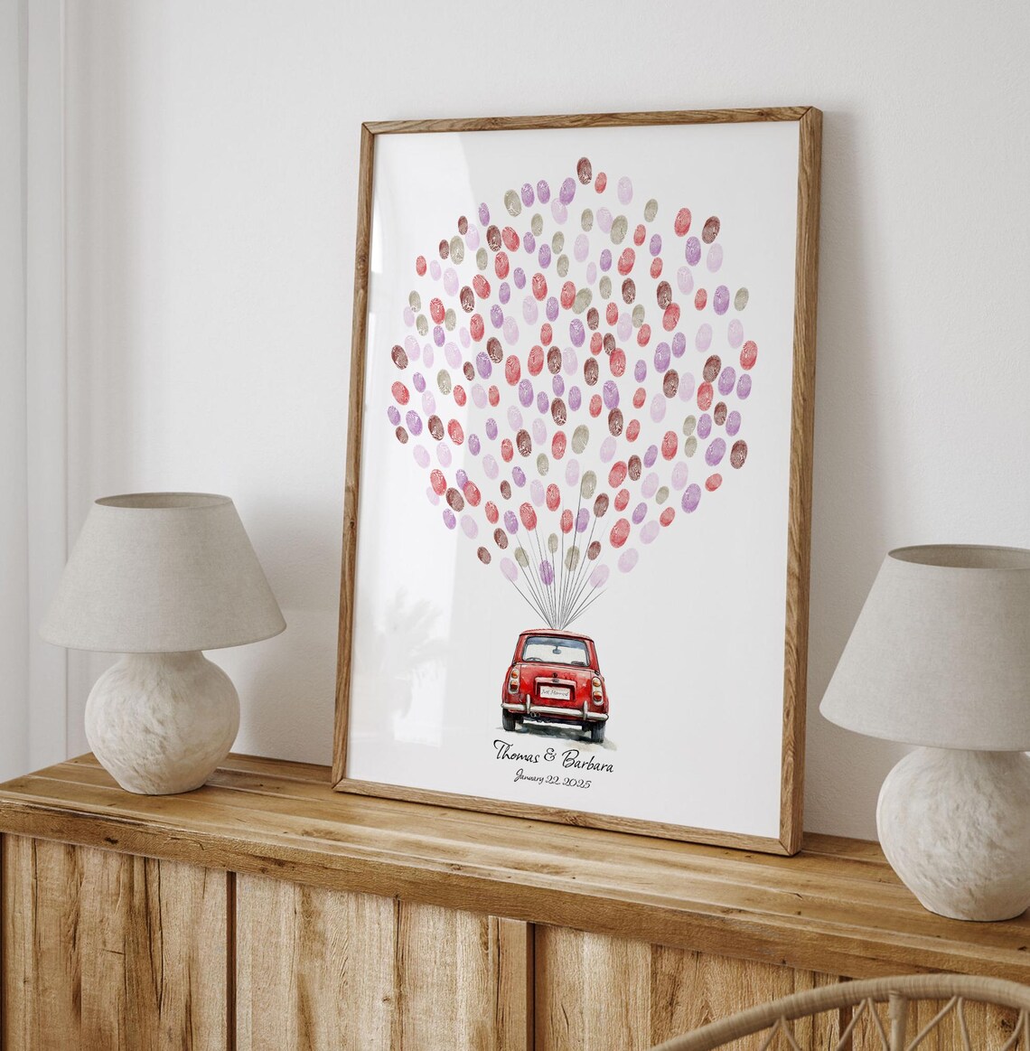 Red Car Wedding Fingerprint Guest Book - Image 3