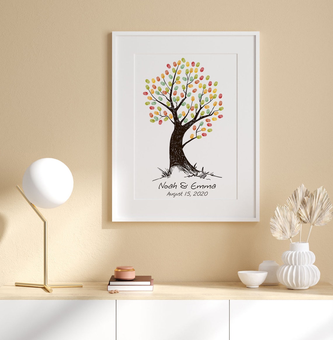 Brown Fingerprint Tree Guest Book Wedding Thumbprint Tree Ink Painting Thumbprint Tree Family Fingerprint Tree - Image 3