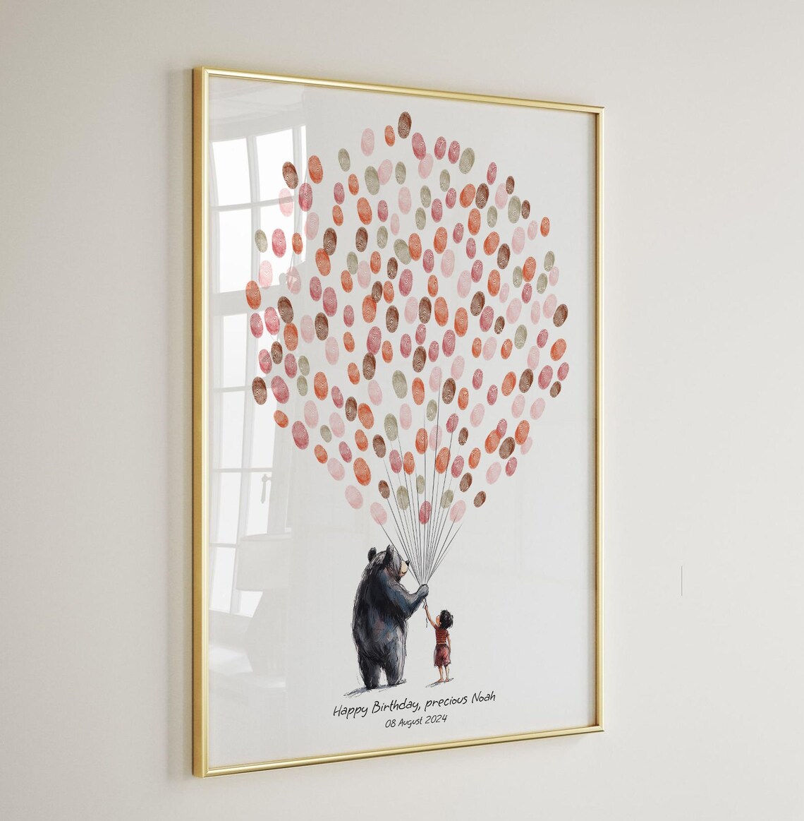 Birthday Balloon Signature Guest Book Bear Child Keepsake Poster - Image 4