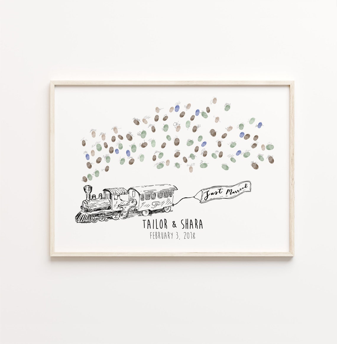 Wedding Train Sketched Train, Just Married Art Print