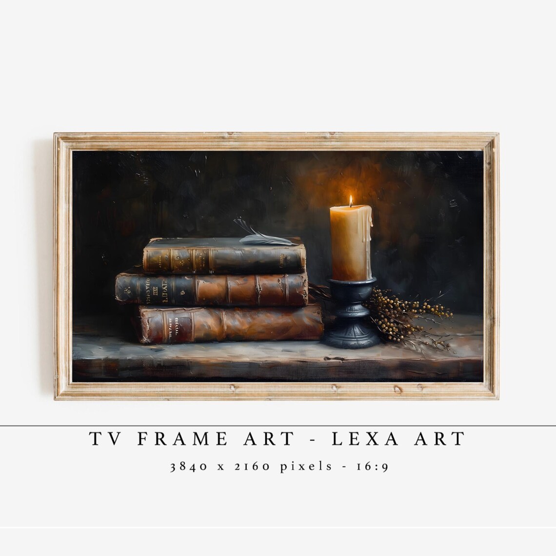 Vintage Candlelight Still Life Antique Books Rustic Dark Academia Poster