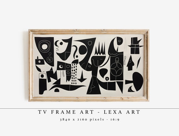 Black Abstract Art Frame Tv Minimalist Monochrome Contemporary Painting Samsung Instant
