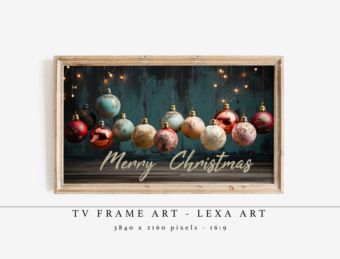 Merry Christmas Vintage Hanging Ornaments Holiday Decor Poster