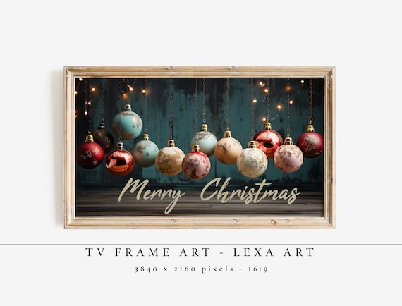 Merry Christmas Vintage Hanging Ornaments Holiday Decor Poster