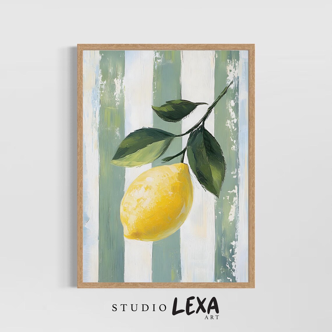 Lemon Kitchen Wall Art Print Rustic Citrus Fruit Poster Mediterranean Farmhouse Decor Vintage Botanical Painting Summer Dining Accent