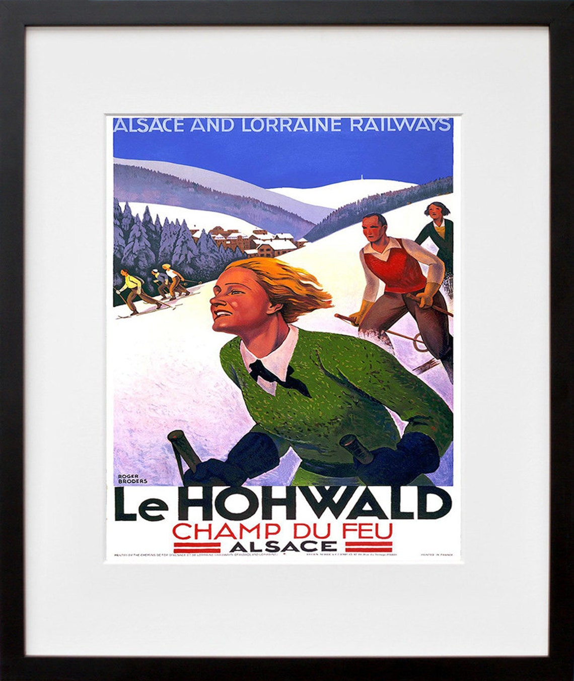 Le Hohwald Champ du Feu Alsace Vintage Ski Poster Roger Broders - Image 2