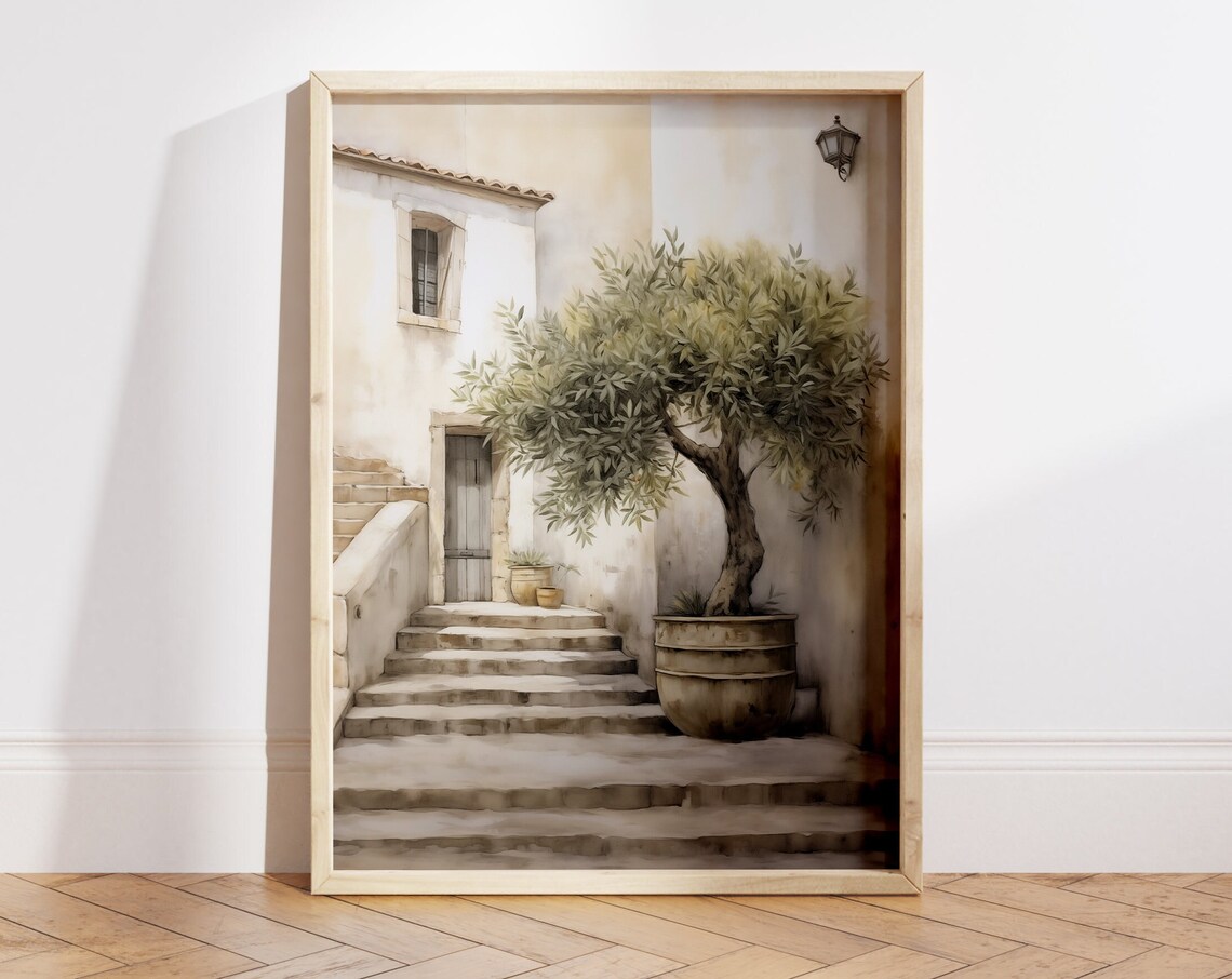 Olive Tree In Clay Vessel, Vintage Olive Plant Art Print