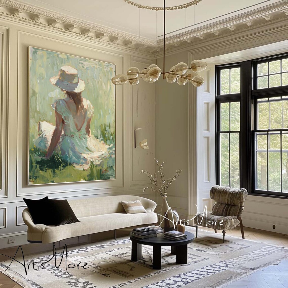 Abstract People Art Large Texture Oil Painting Female Figure Painting Abstract Lady Painting Green Wall Art Custom Painting Gift For Her - Image 2