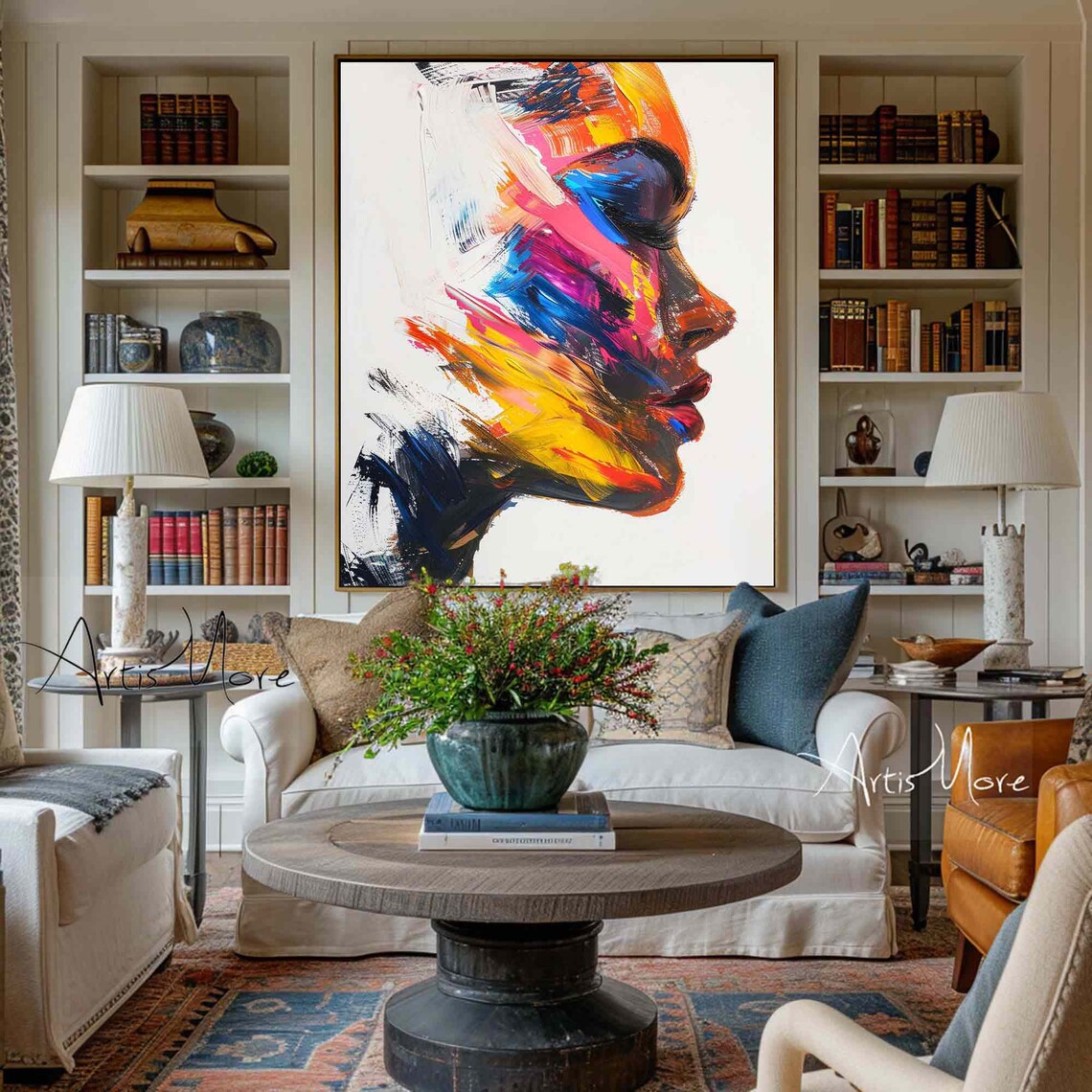 Colorful Woman Profile Abstract Face Rainbow Brushstroke Wall Art Poster - Image 2