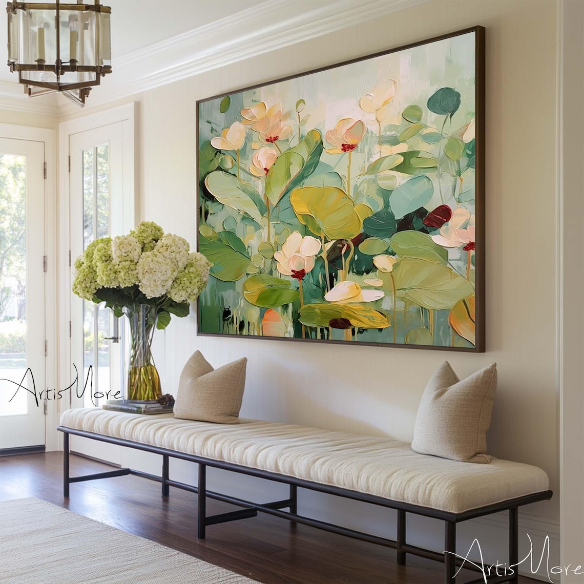Green Floral Texture Boho Wall Art Print