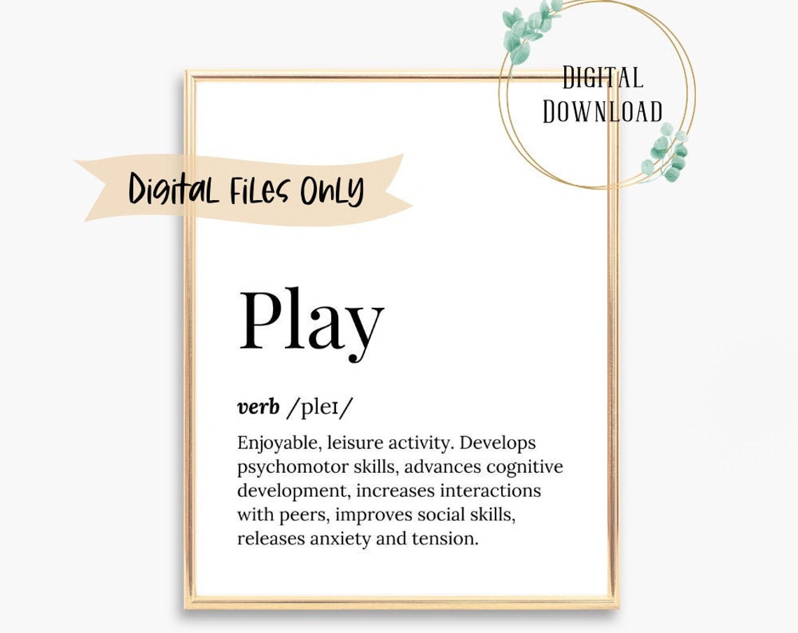 Play Verb Definition Psychomotor Cognitive Development Poster