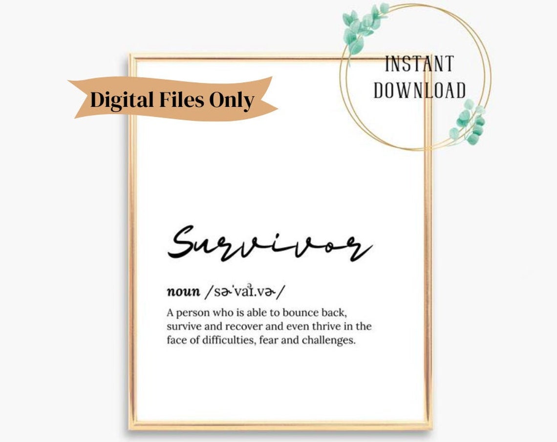 Survivor Dictionary Definition Script Font Inspirational Poster