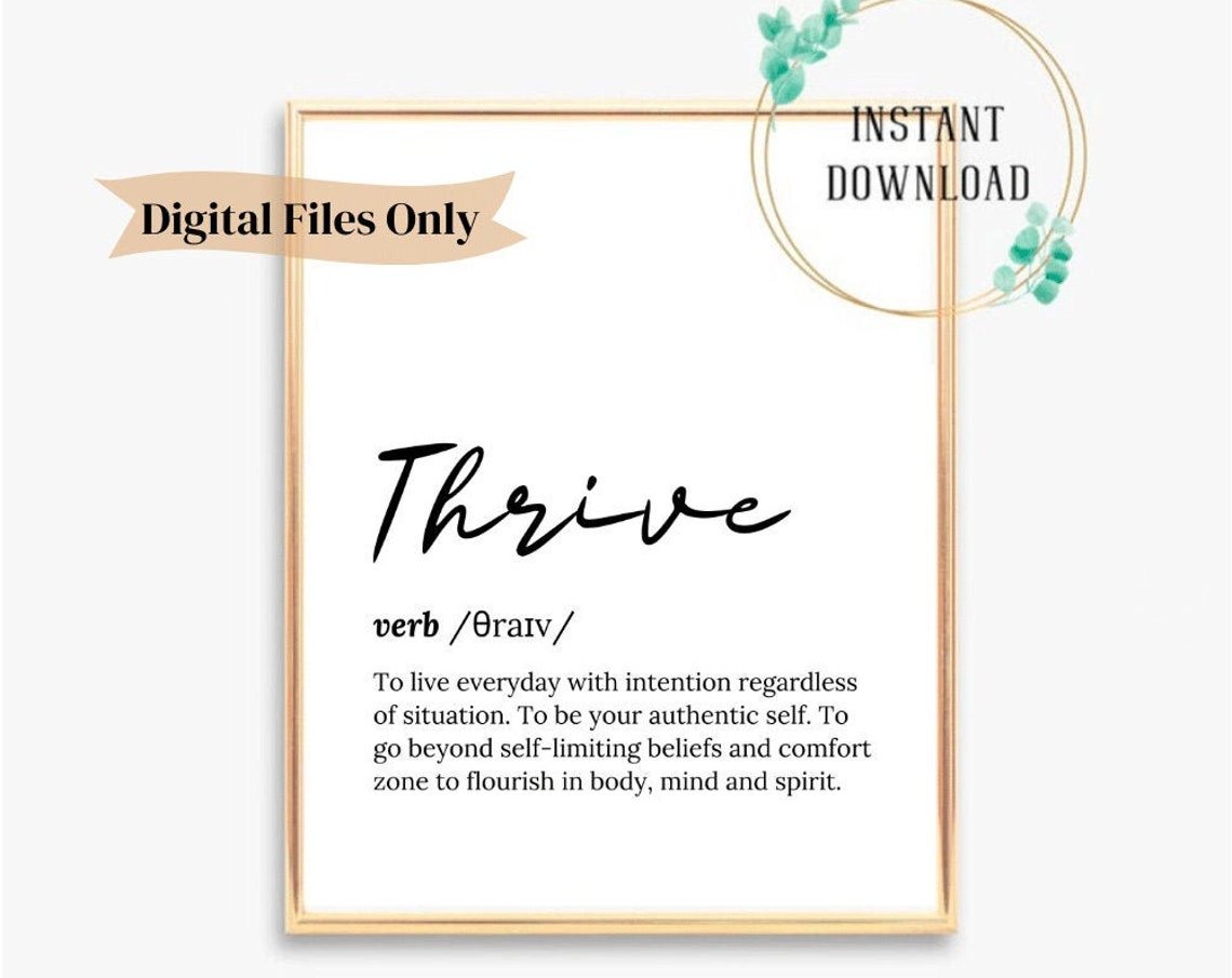 Thrive Verb Definition Script Typography Motivational Poster