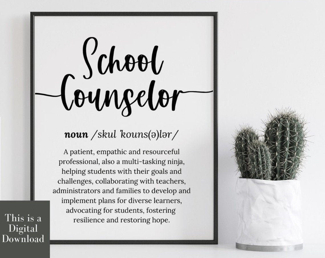School Counselor Definition Dictionary Typography Style Poster