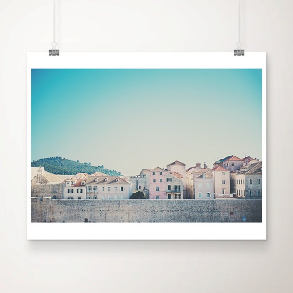 Dubrovnik City Walls Travel Poster, Old Town Croatia