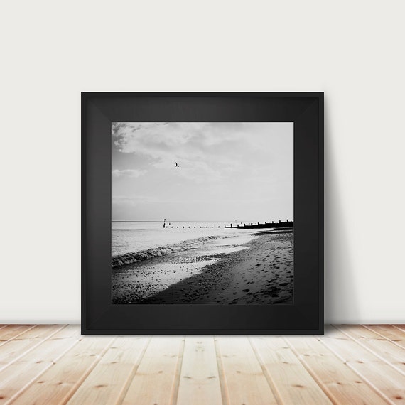 Southwold Beach Black And White Coastal Art Print