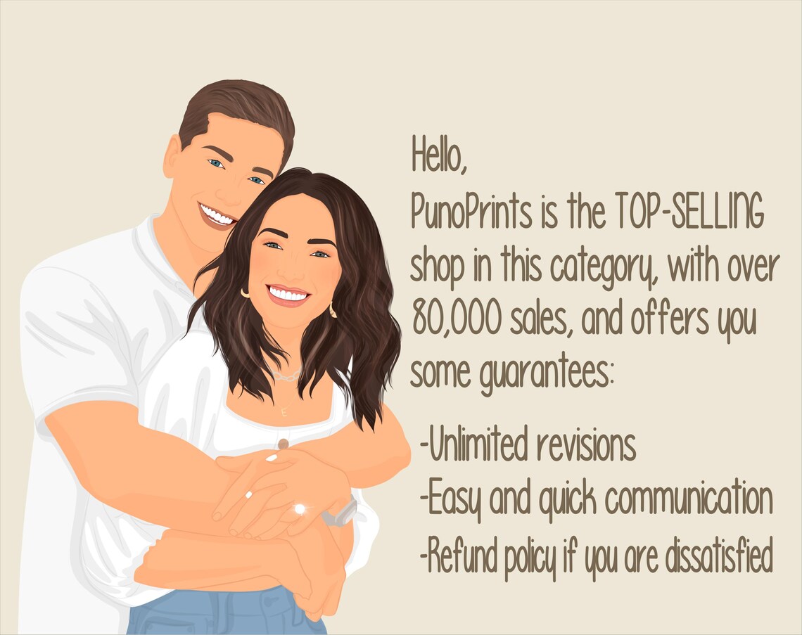 Custom Minimalist Wedding Portrait, Gift For Bride Groom - Image 4