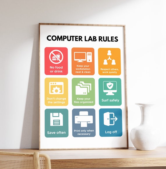 Computer Lab Rules Poster, Classroom Safety Chart