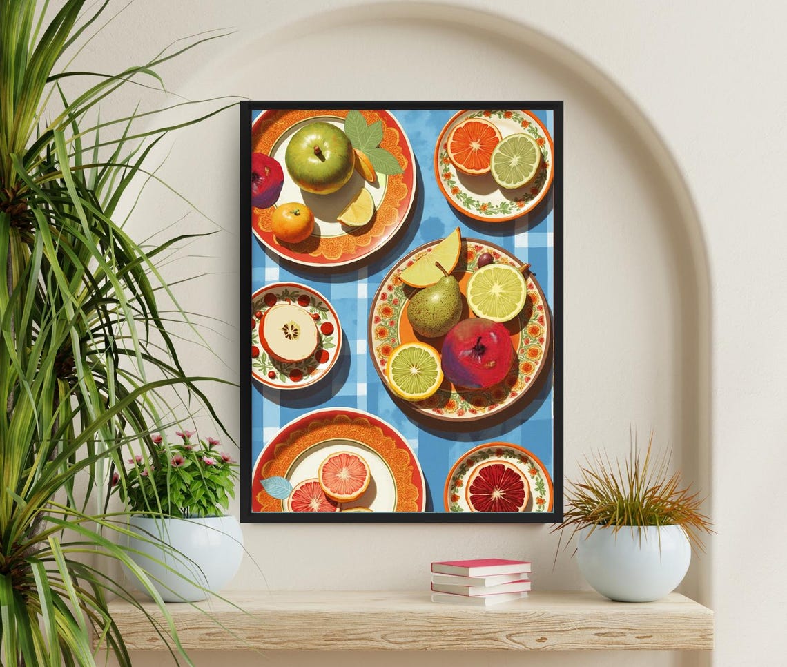 Fruit Still Life - Boho Kitchen Decor Art Print - Image 3
