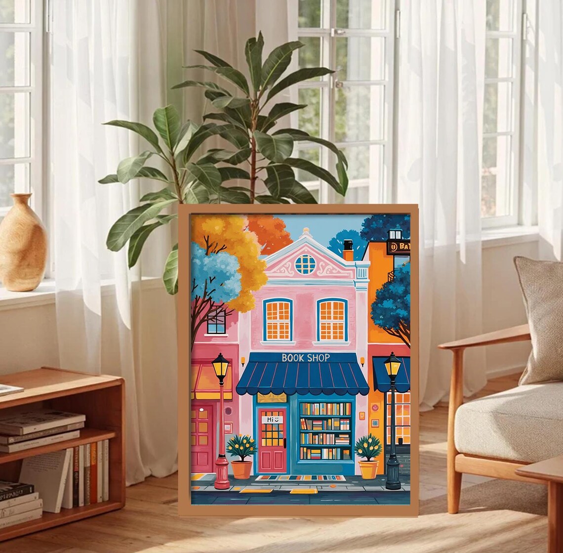 Bookstore Door View, Boho Reading Nook Decor - Image 3