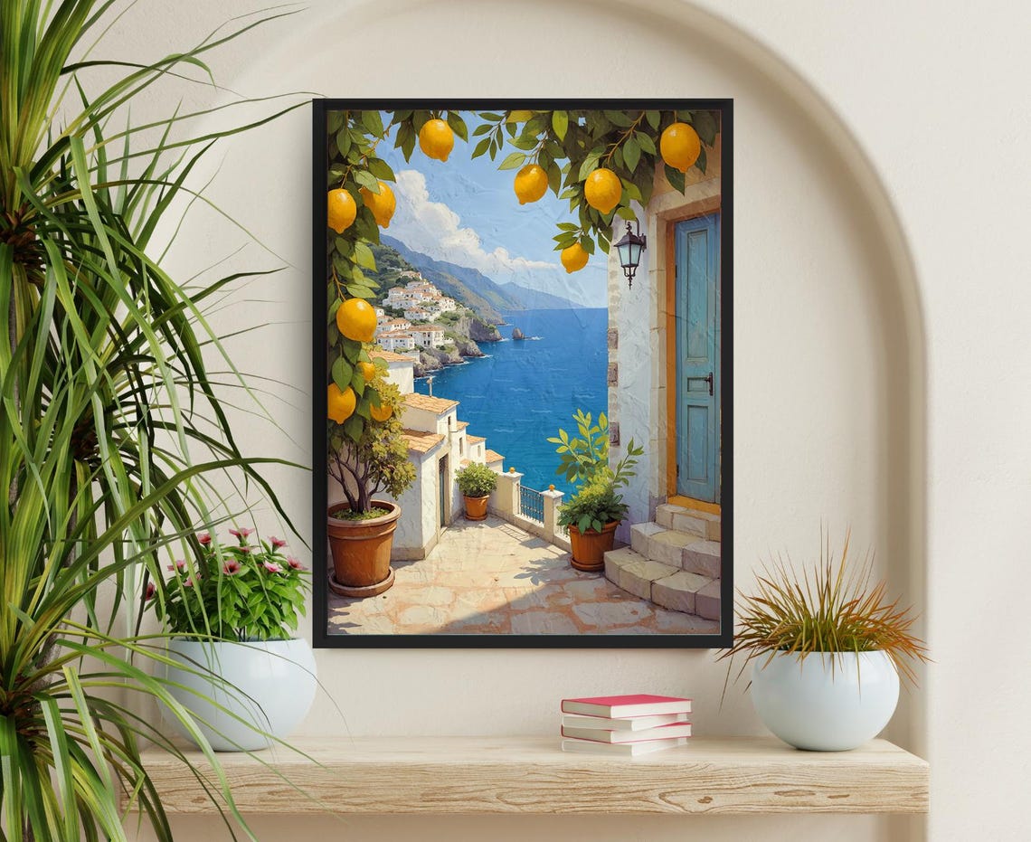 Amalfi Coast Lemon Art, Boho Floral Decor - Image 6