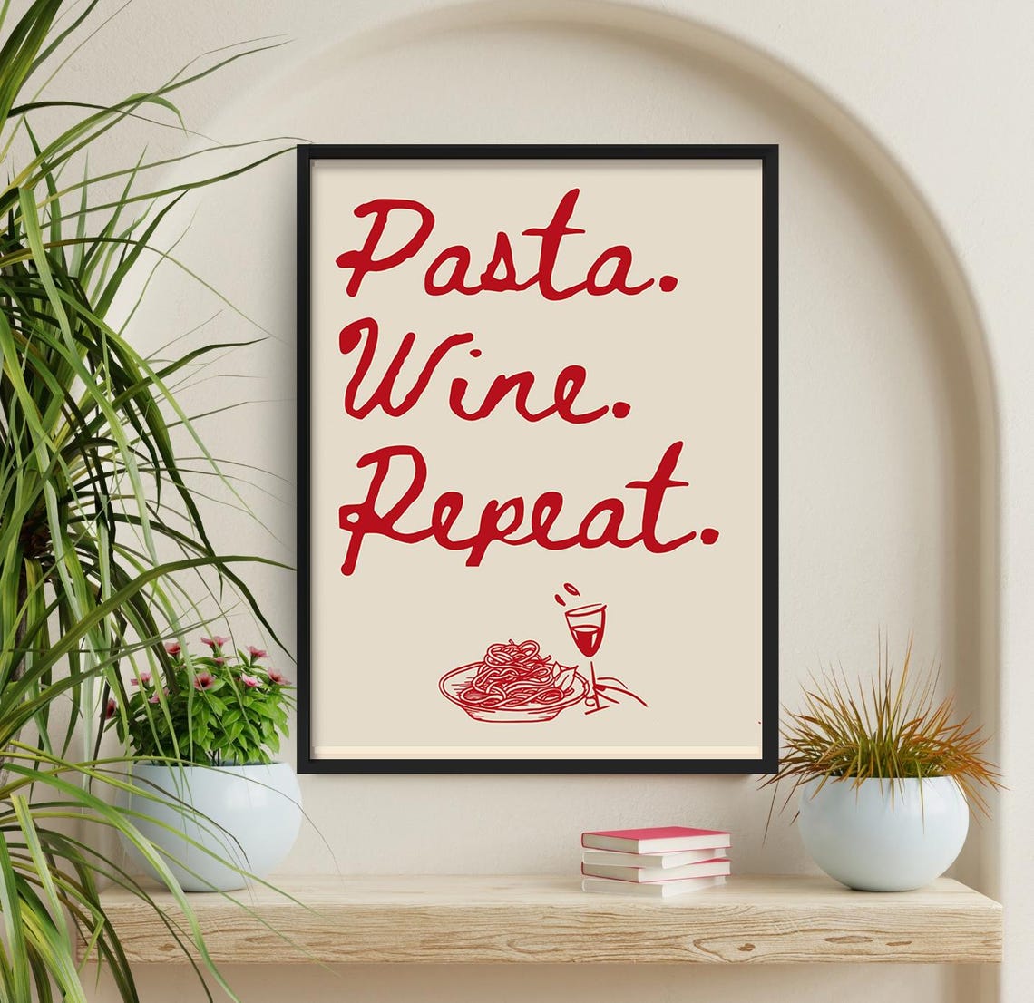 Pizza Wine Repeat - Italian Kitchen Art Print - Image 5