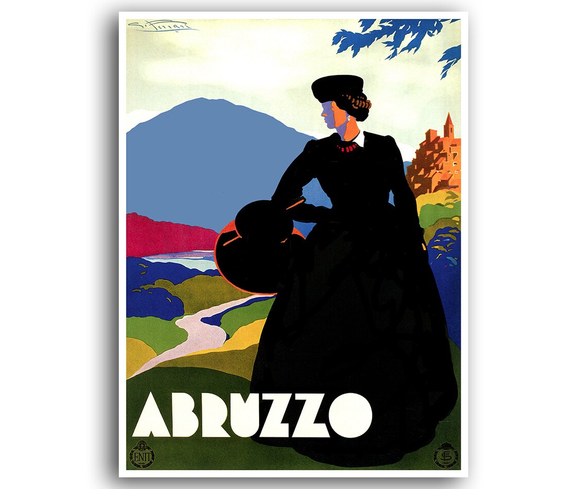 Abruzzo Vintage Italy Travel Poster Print