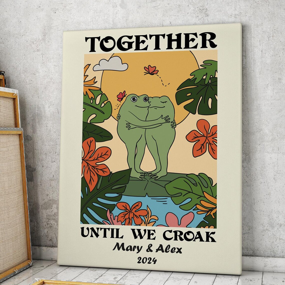 Personalized Wedding Frog Print, Romantic Quote Poster