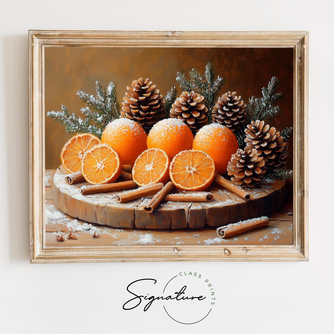 Dried Oranges Pinecones Cinnamon Sticks Holiday Still Life Wall Art - Image 2