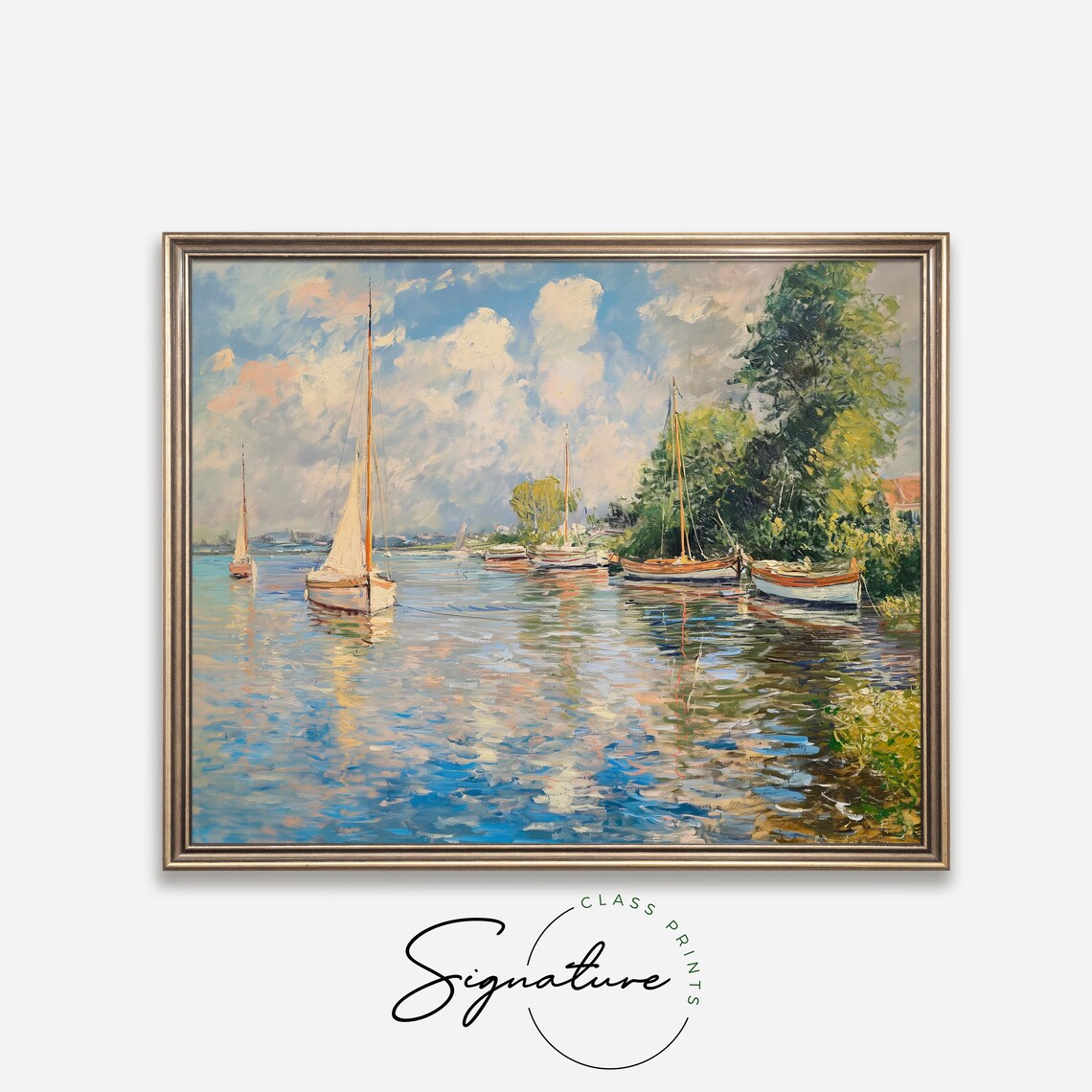 Monet Boats Moored At Argenteuil Sparkling River Sailboats Art Poster - Image 4