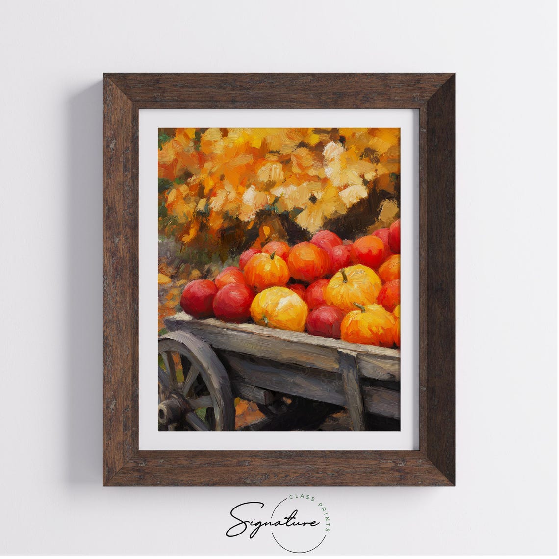 Wooden Cart Overflowing With Pumpkins And Apples Fall Poster - Image 4