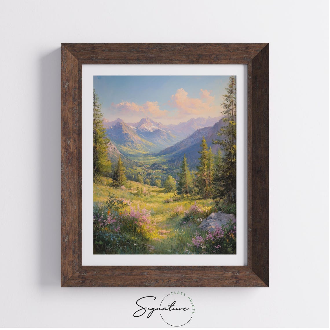 Quiet Alpine Valley Rolling Hills With Distant Peaks Pastoral Poster - Image 3