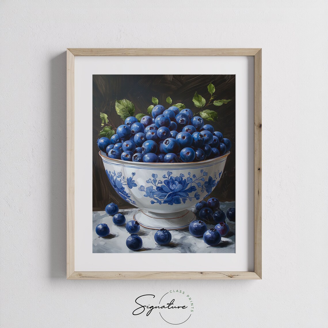 Blueberries In Porcelain Bowl, Summer Berry Art Print - Image 3