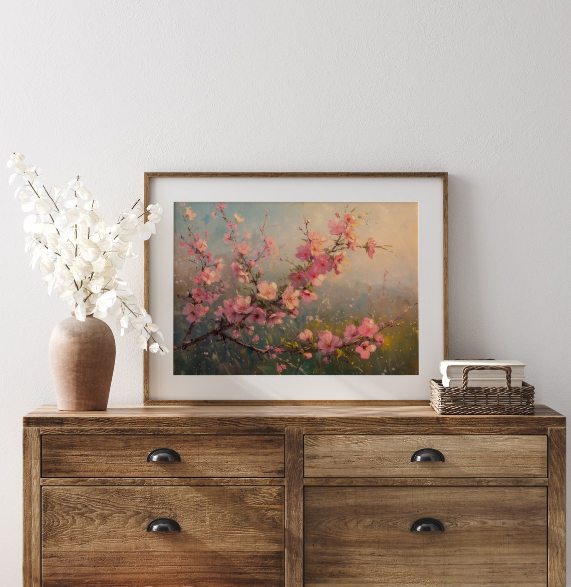 Delicate Pink Peach Blossom Branches Soft Morning Light Poster - Image 3