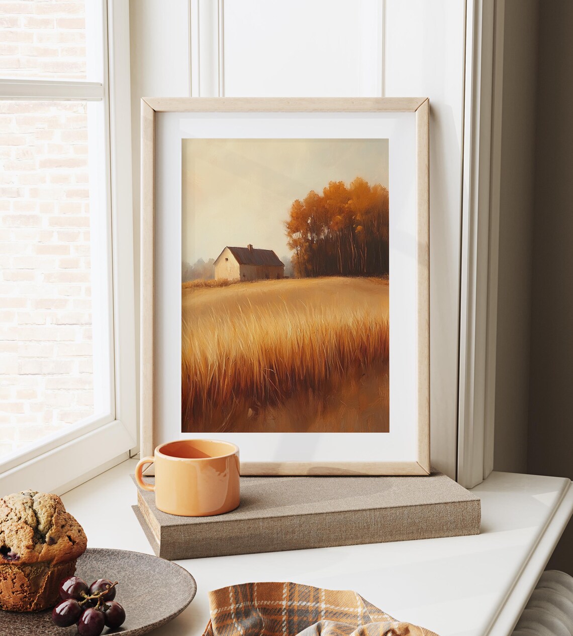 Golden Wheat Field and Old Farmhouse Autumn Landscape Poster - Image 6