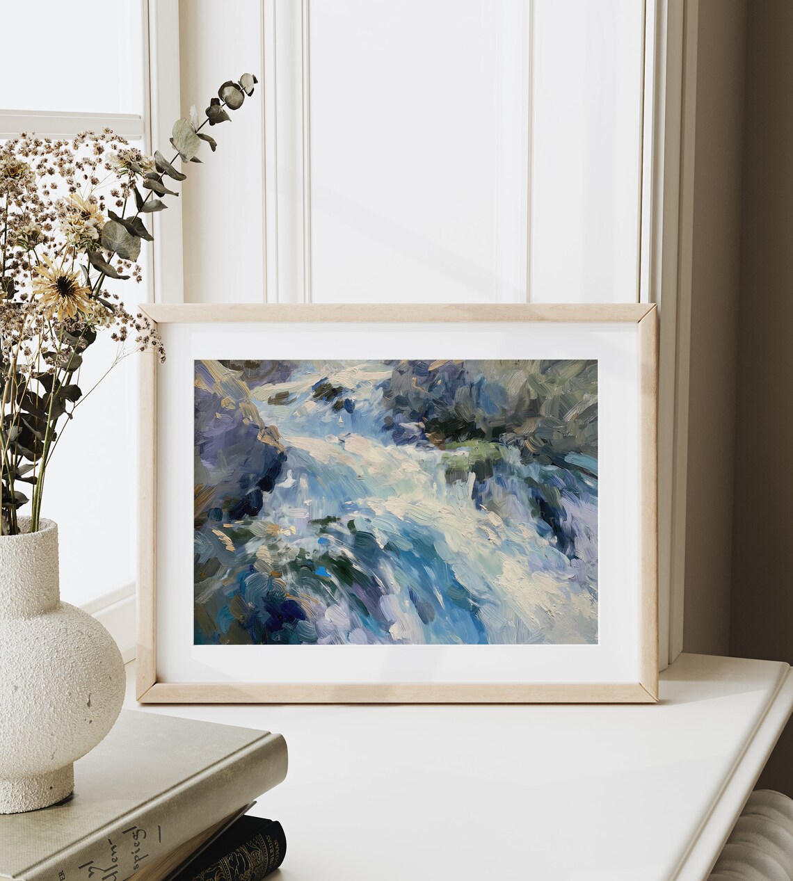 Cascading Mountain Waterfall Painting Dynamic Water Flow Art Nature Landscape Art Tranquil And Serene Wall Decor 828 - Image 6