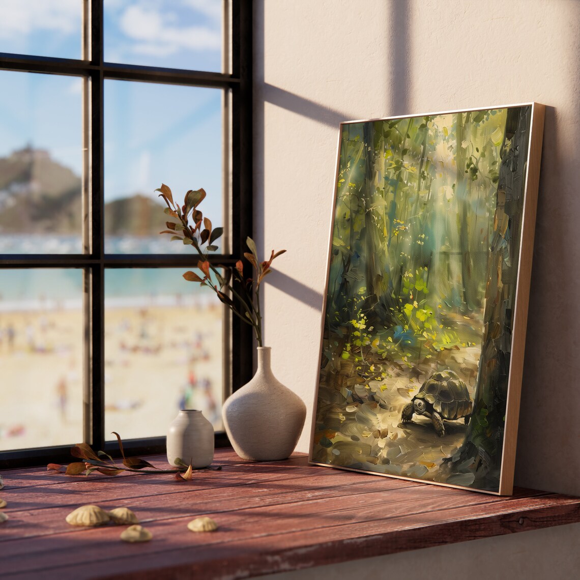 Sunlit Solitude Tortoise Forest Sanctuary Art Print - Image 5