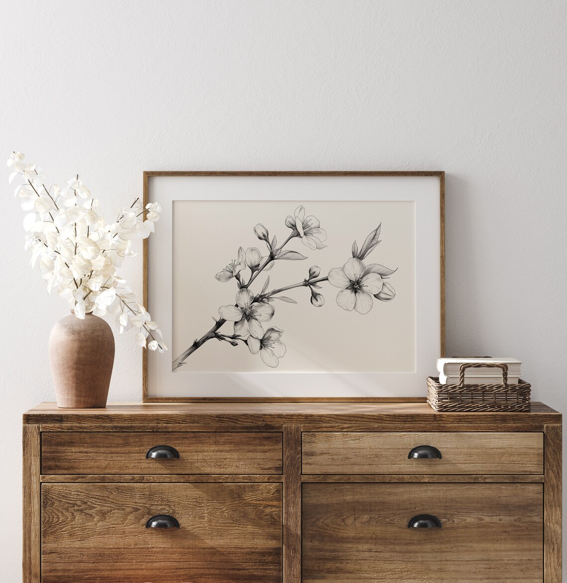 Blossoming Branch Elegant Floral Botanical Sketch Minimalist Poster - Image 3